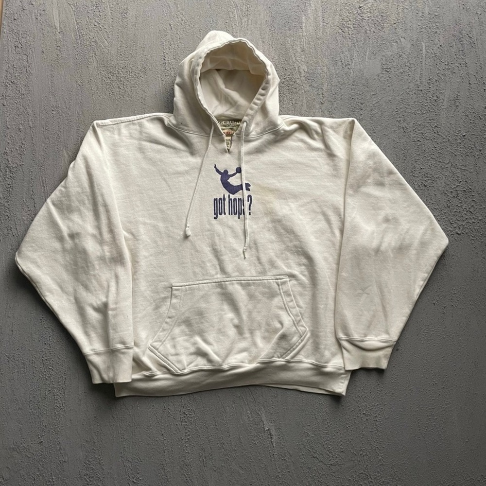 Vintage Got Hops Basketball Hoodie Men Large White 90s Steve and Barrys